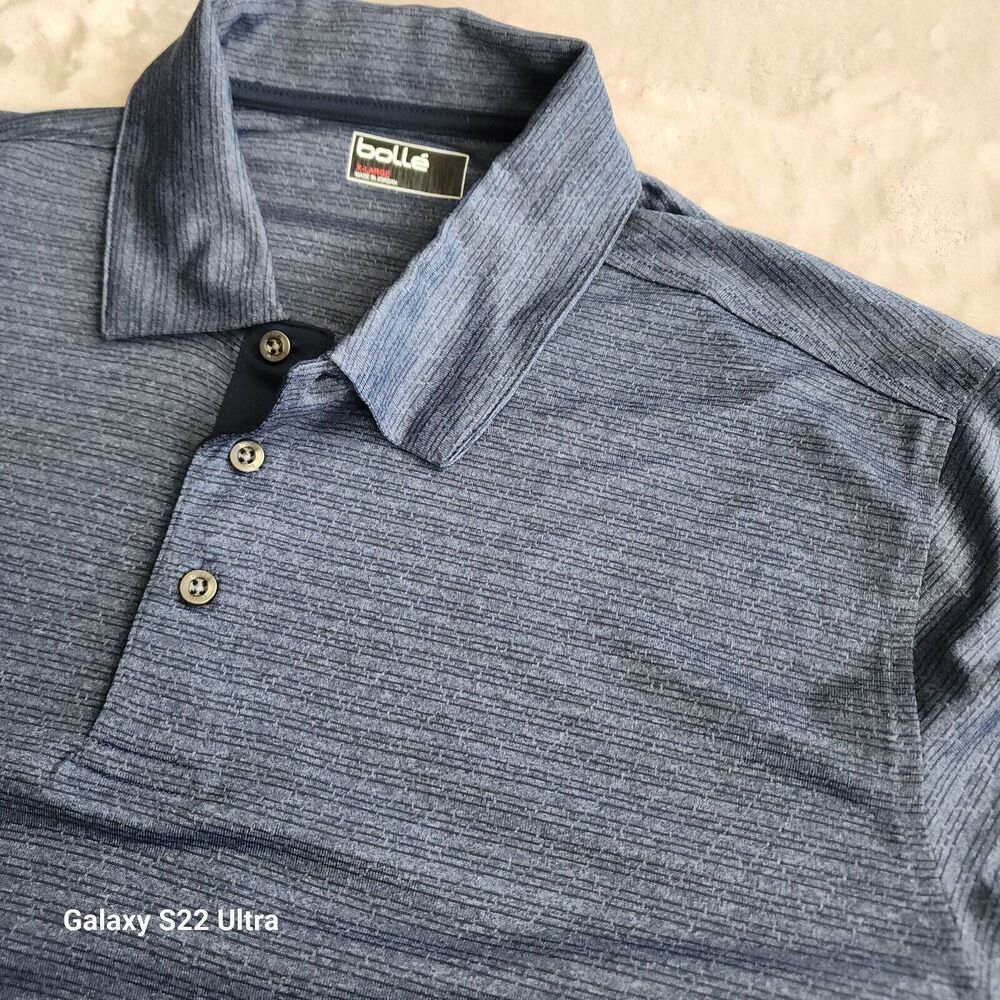 Bolle Mens Polo T Shirt XLarge XL Blue Golf Performance Polyester Short Sleeve